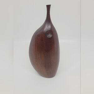 Vintage Carved Wooden Vase By Doug Ayers